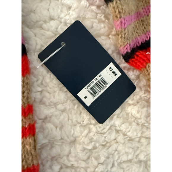 Women's Lucky Brand Striped Sweater Tan/Red/Pink/Black Size S - Picture 5 of 8